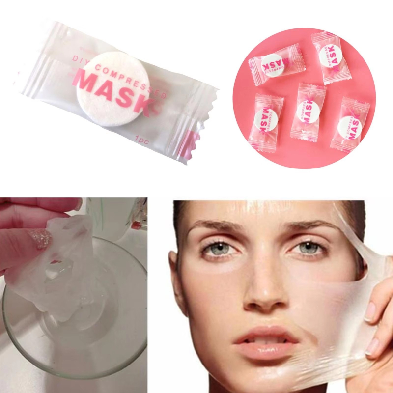 Sheet Face Mask Pack - 100 masques faciaux compressés jetables, portables,